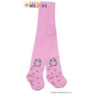 Baby Nellys Bavlněné punčocháče Baby Nellys ® - Sovička růžové, vel. 104/110 - 104-110 (3-5r)