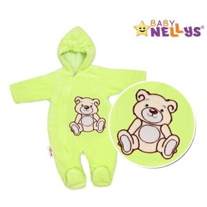 BABY NELLYS Zimní kombinézka/overálek Teddy Bear- zelená