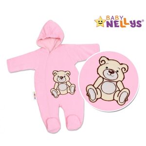 BABY NELLYS Kombinézka/overálek Teddy Bear, velikost: 74 - růžová - 56 (1-2m) - 62 (2-3m)