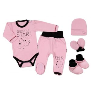 Baby Nellys 5-ti dílná soupravička do porodnice Baby Little Star - růžová - 50 (0-1m)