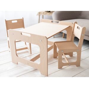 Woodisio Set Židle a stolku SIMO - Přírodní dřevo