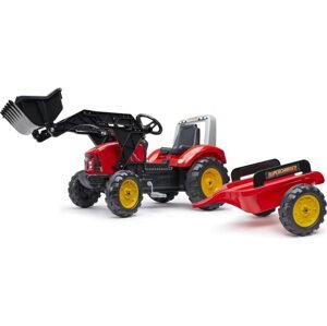 FALK Šlapací traktor 2020M Supercharger s nakladačem a vlečkou - červený