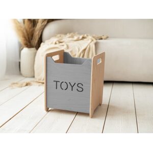 Woodisio Box na hračky TONI - Transparentní lak - šedá - Mini