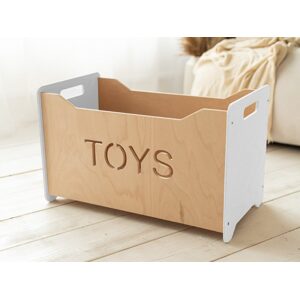 Woodisio Box na hračky TONI - Bílá - transparentní lak - Maxi