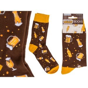 Ponožky, Pivo, 2 velikosti, 70% bavlna, 30% polyester, v polybagu (velikost 36-42, velikost 42-46) jednotlivý pár na hlavičkové kartě