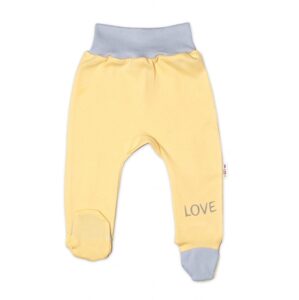 Baby Nellys Kojenecké polodupačky, žluté - Love, vel. 50 - 56 (1-2m)