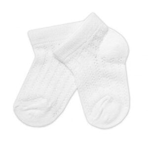 Baby Nellys Kojenecké žakarové ponožky se vzorem, bílé - 86 (12-18m)