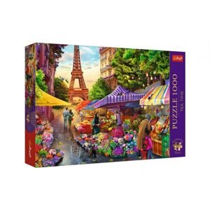 Trefl Puzzle Premium Plus - Čajový čas: Květinový trh, Paříž 1000 dílků 68,3x48cm v krabici 40x27x6cm