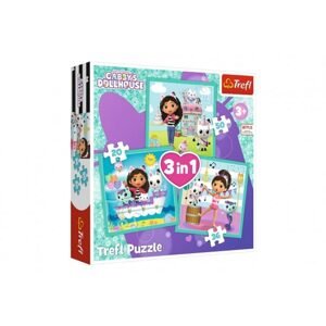 Trefl Puzzle 3v1 Gabbyiny aktivity/Gabby´s Dollhouse 20x19,5cm v krabici 28x28x6cm