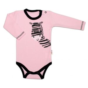 Baby Nellys Body dlouhý rukáv, růžové, Zebra, vel. 68 - 56 (1-2m)