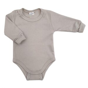 Z&Z Rostoucí body dlouhý rukáv, žebrovaná bavlna, olivově hnědé - 80-86 (12-18m)