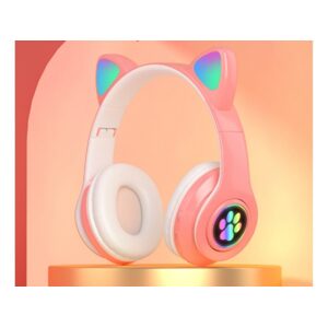 Bezdrátová Bluetooth sluchátka s LED podsvícením - růžové