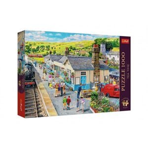 Trefl Puzzle Premium Plus - Čajový čas: Vlakové nádraží 1000 dílků 68,3x48cm v krabici 40x27x6cm